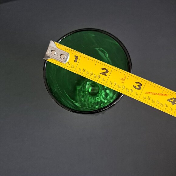 Anchor Hocking Bubble Foot Green Wine Glass 4 5/8" Vintage Emerald Goblet USA - Picture 4 of 7